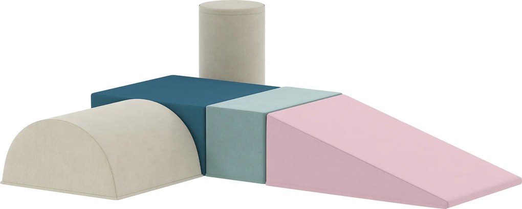 AIYAPLAY Zestaw zabawkowy z 5 blokami piankowymi dla dzieci z odpinanymi pokrowcami, psychomotorycznymi blokami do wspinania i raczkowania, wielokolorowy