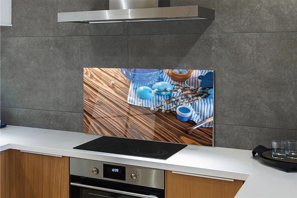 Szkło do Kuchni na Ścianę Malowane Jajka i Bazie