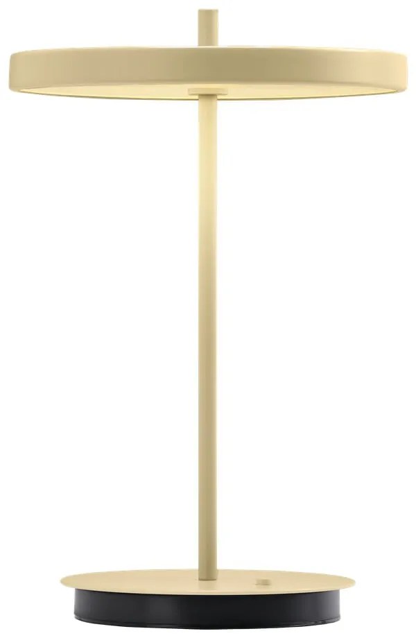 Jasnożółta metalowa lampa stołowa LED z metalowym kloszem (wysokość 31 cm) Asteria Move – UMAGE