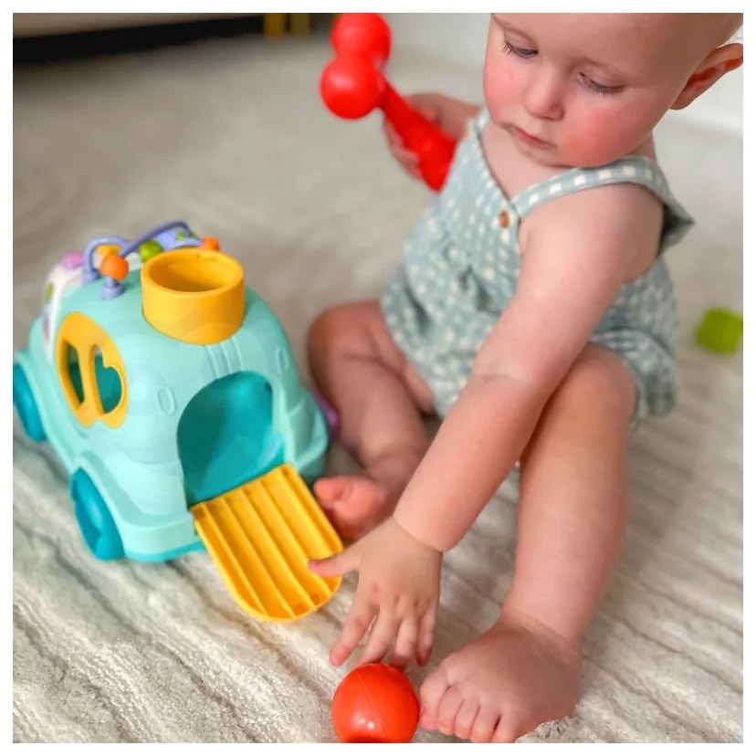 Woopie baby interaktywny samochodzik muzyczny sorter montessori niebieski
