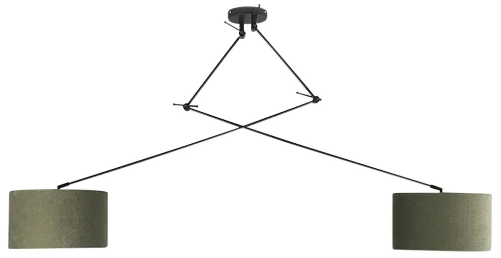 Inteligentna lampa wisząca czarna z abażurem 35 cm zielonym w komplecie z 2 żarówkami WiFi A60 - Blitz Nowoczesny Oswietlenie wewnetrzne