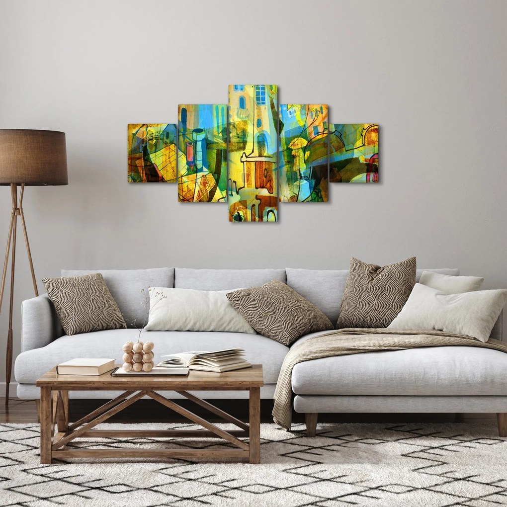 Obraz - Architektura, abstrakcja kubistyczna (125x70 cm)