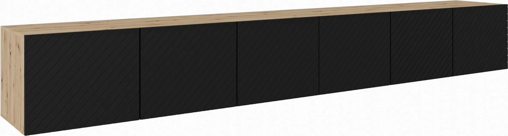 Szafka RTV wisząca CAVA 300 cm do Salonu pod Telewizor - Dąb artisan