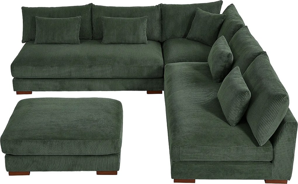 Kanapa narożna dwustronna i puf z zielonego sztruksu - SPERONE marki Pascal Morabito