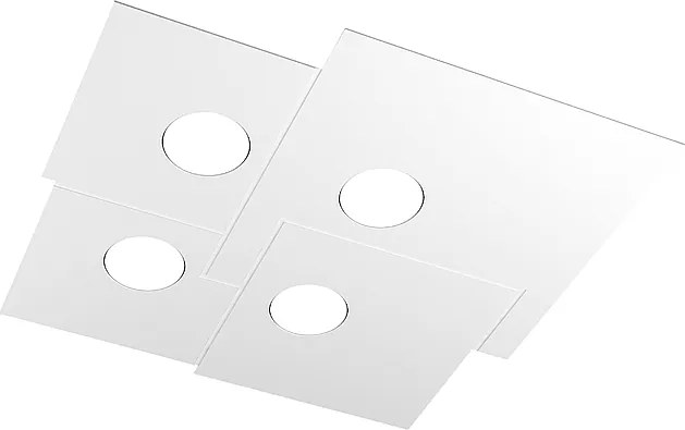 Lampa sufitowa kwadratowa Toplight 4-punktowa Plate z gniazdem GX53, biała struktura, nowoczesny design 50x46x3cm