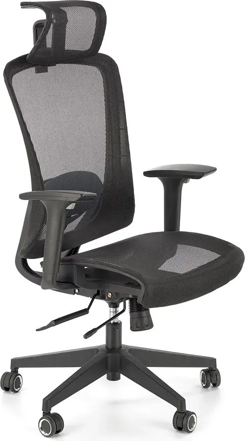 Czarny ergonomiczny obrotowy wentylowany fotel biurowy C5-F59