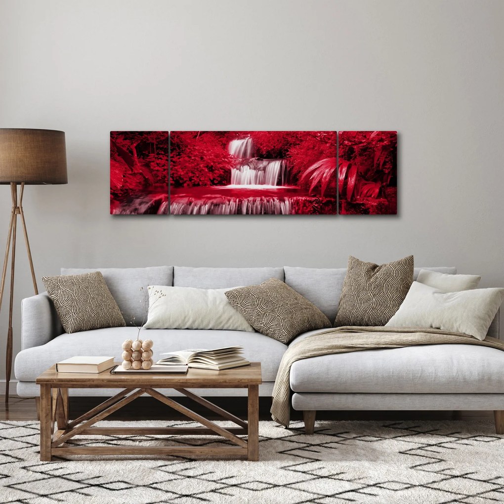 Obraz - Indonezyjskie wodospady w kolorze czerwonym (170x50 cm)