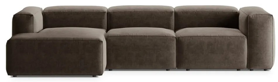 Brązowy narożnik (lewostronny/z szezlongiem) Bergamo – Cosmopolitan Design