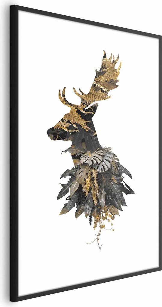 Plakat Leśny jeleń 40x60 cm z ramą czarną z marginesem ARTGEIST B