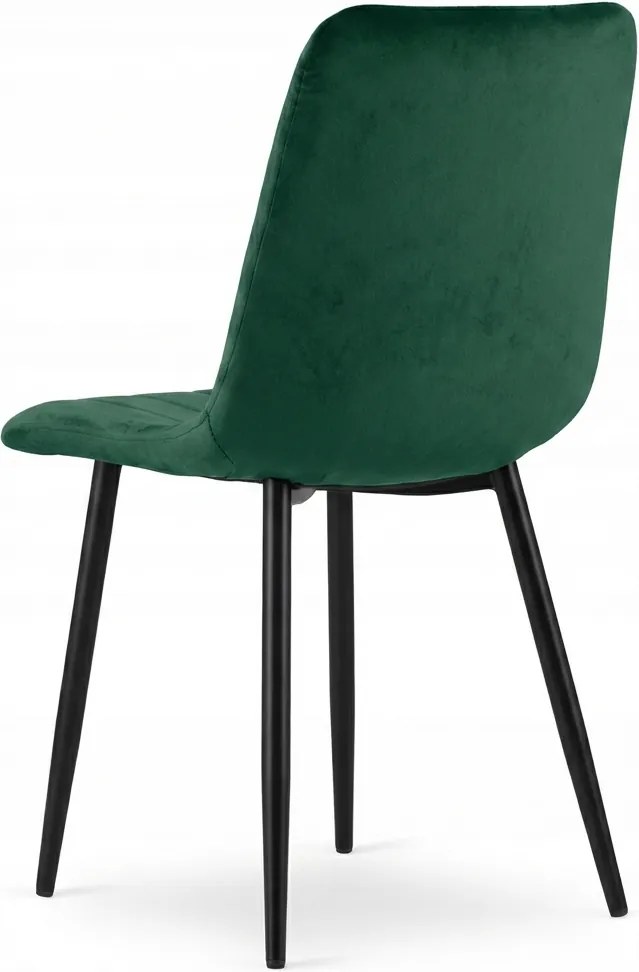Ciemnozielone aksamitne krzesło LAVA BOTTLE GREEN z czarnymi nogami