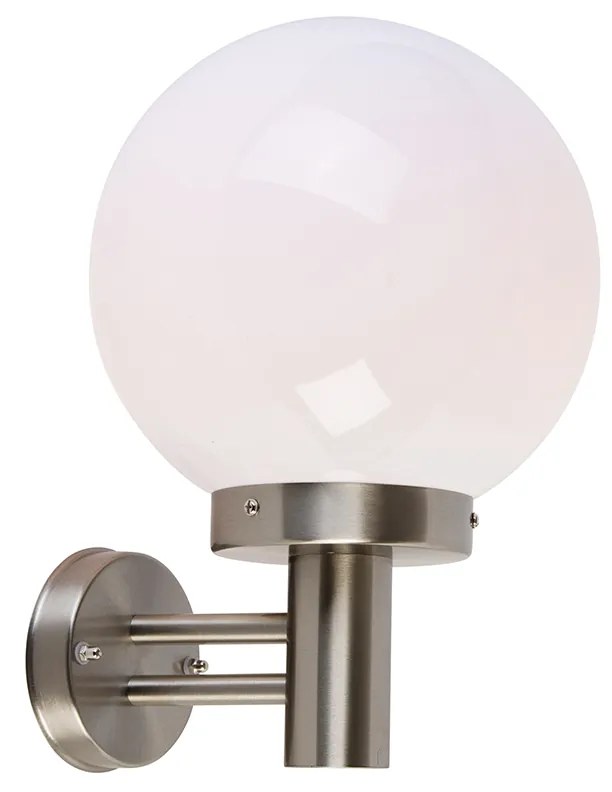 Nowoczesna zewnętrzna lampa ścienna ze stali nierdzewnej z plastikową kulą IP44 - Sfera
