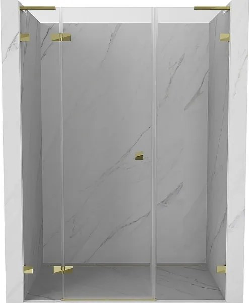 Mexen Lunar L drzwi prysznicowe uchylne lewe 140 cm, transparent, złote - 834SL-140-050-50-00-L