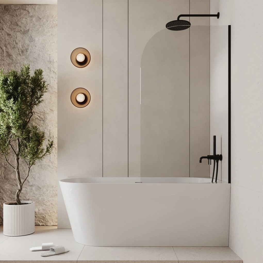 Parawan nawannowy półokrągły MOLIS Moon Clear szkło transparentne | Różne rozmiary : Kolor profili kabiny - złoty szczotkowany, Rozmiar - 80x150 cm