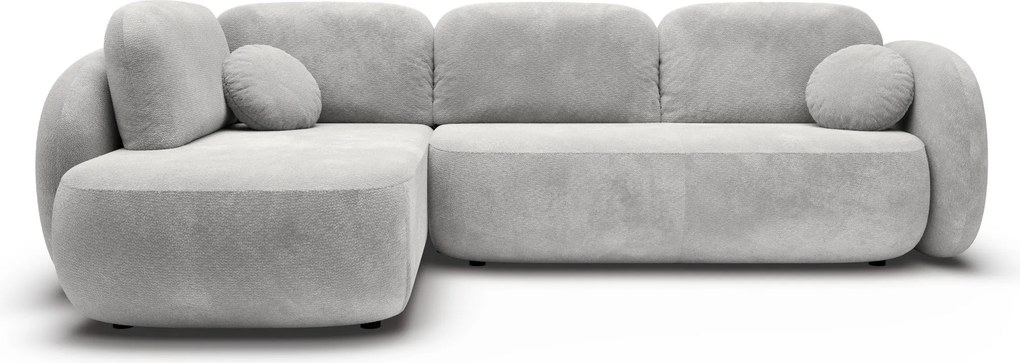 Masseno Narożnik AMICO z funkcją spania i pojemnikiem na pościel Narozniki L, Rozkładana sofa - Jasnoszary, EGON 07
