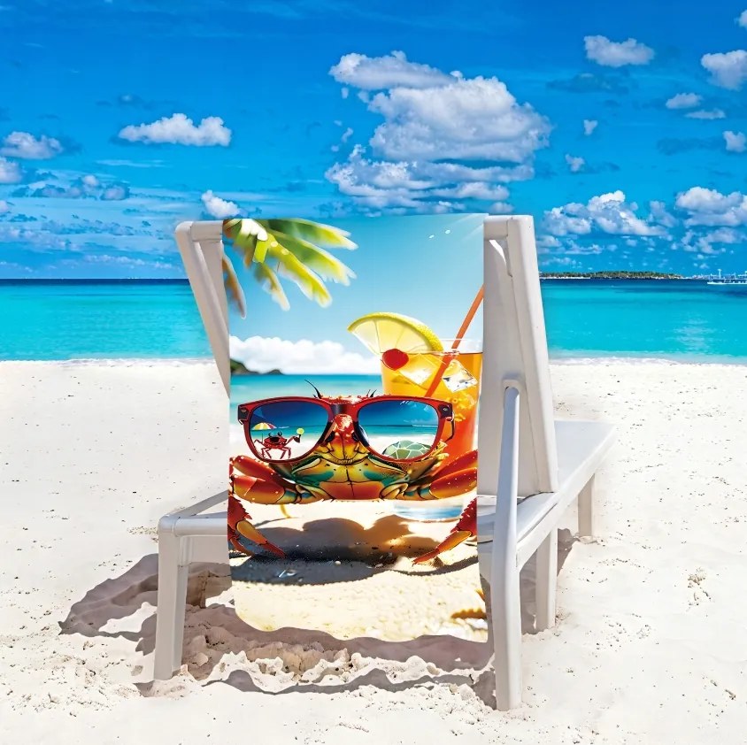 Ręcznik plażowy JUST CHILL 100x180 cm kolorowy, 100% mikrofibra