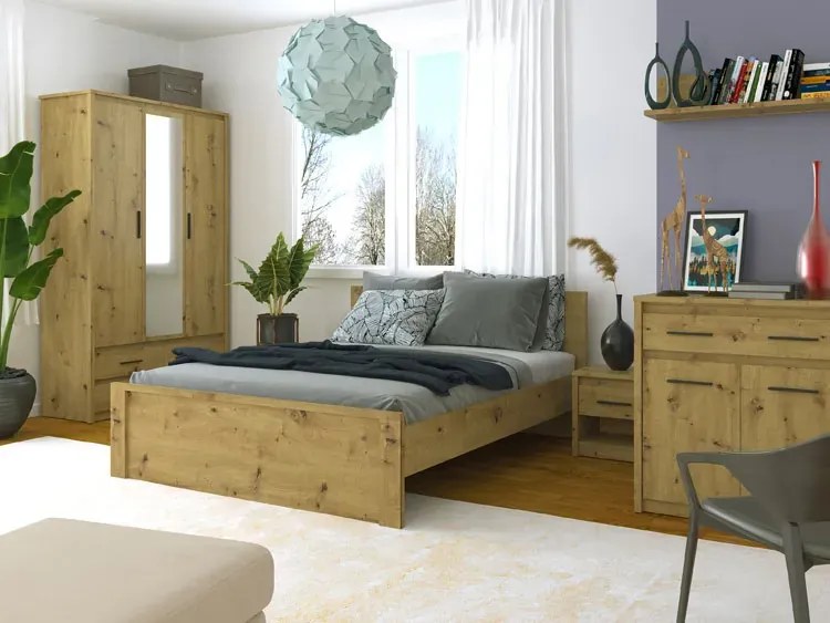 Trzydrzwiowa szafa z lustrem dąb artisan C0-L44