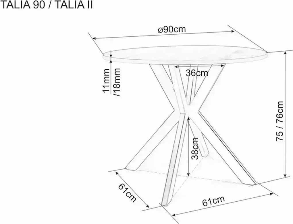 Okrągły stół jadalniany TALIA 90 cm z ceramicznym blatem z trawertynu, beżowy