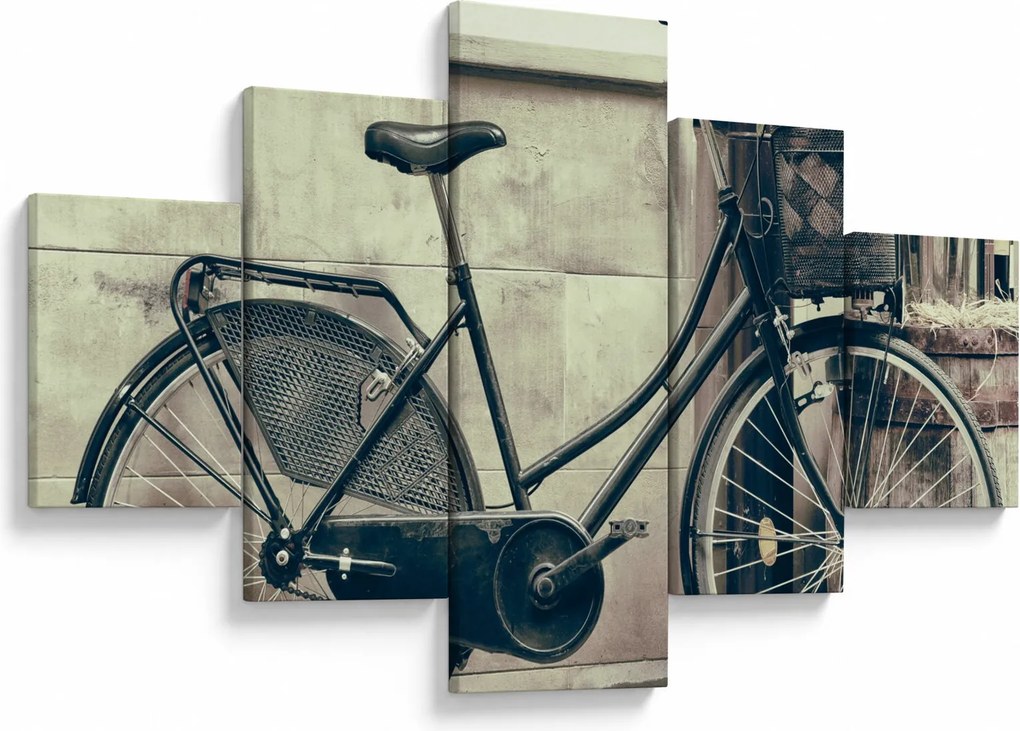 Obraz - Vintage rower z kwiatami (125x70 cm)
