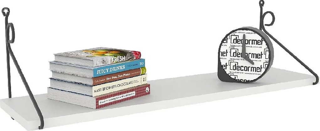 Półka ścienna – 72 cm x 27 cm x 20 cm – biała – płyta wiórowa