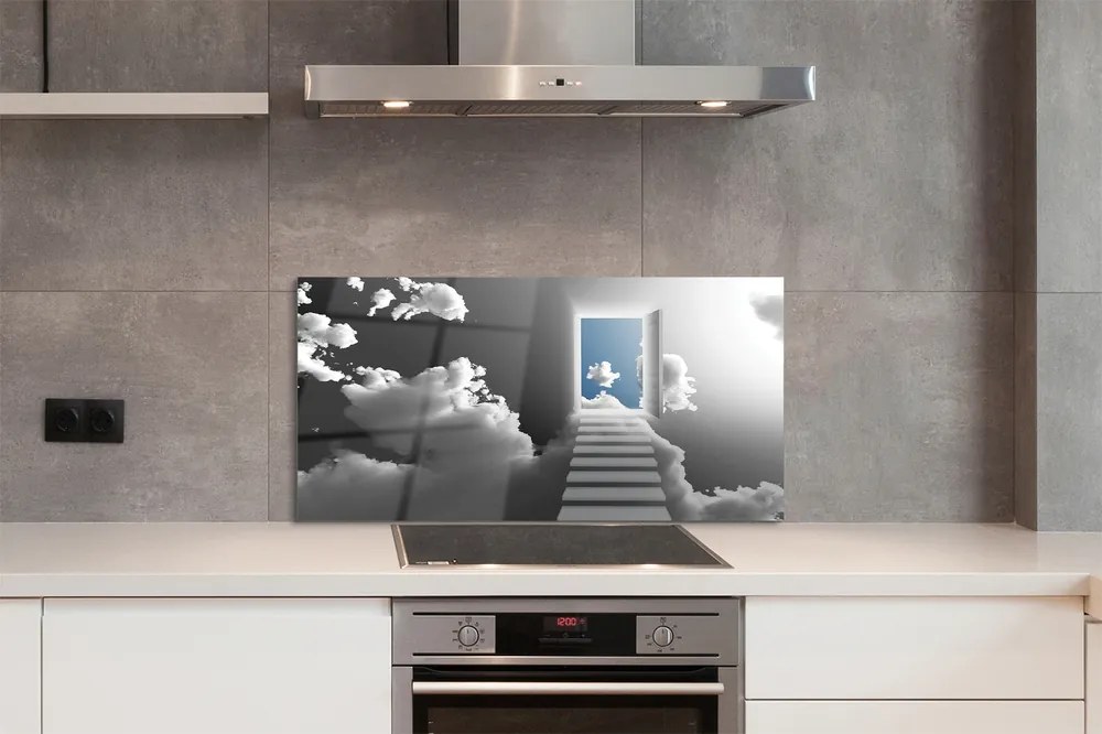 Panel szklany do Kuchni Schody do Drzwi w Chmurach