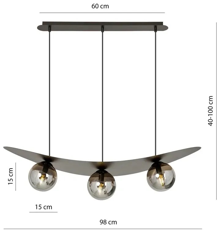 Nowoczesna lampa wisząca z grafitowymi kloszami - D123 E3-R81