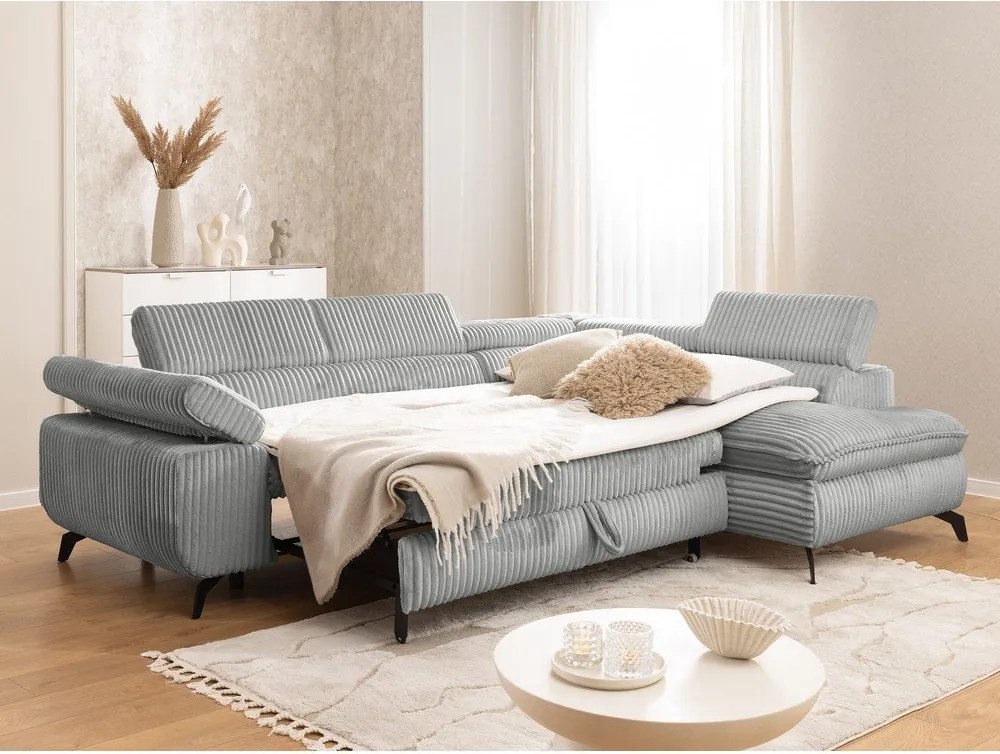 Jasnoszary sztruksowy narożnik (prawostronny/w kształcie litery L) Marbeya – Ropez