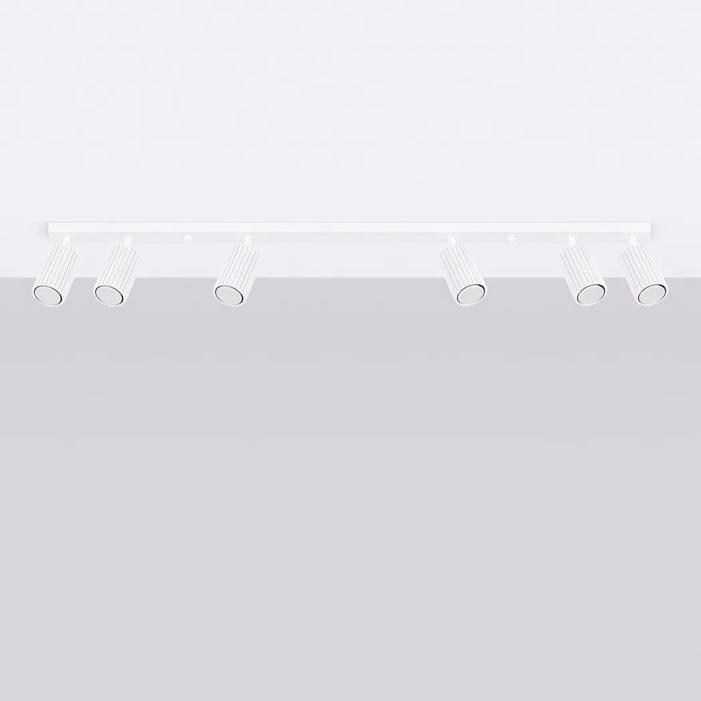 Lampa sufitowa minimalistyczny Gloow, aluminium - 6 źródło światła 4000K - L.117 x H.16.5 cm - biały