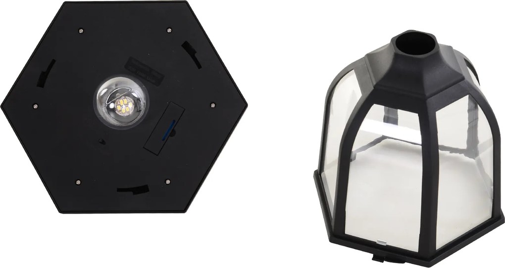 Outsunny Solarna latarnia ogrodowa LED, latarnia, lampa ogrodowa, 30/60 lumenów, stal nierdzewna, kolor czarny 26,5 x 177 cm | Aosom PL