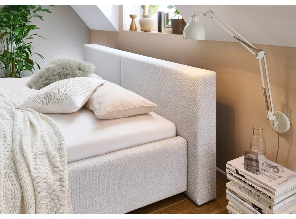 Jasnoszare tapicerowane łóżko dwuosobowe bez stelaża 160x200 cm Cube – Meise Möbel