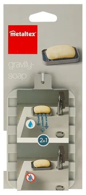 Szara plastikowa mydelniczka Gravity – Metaltex