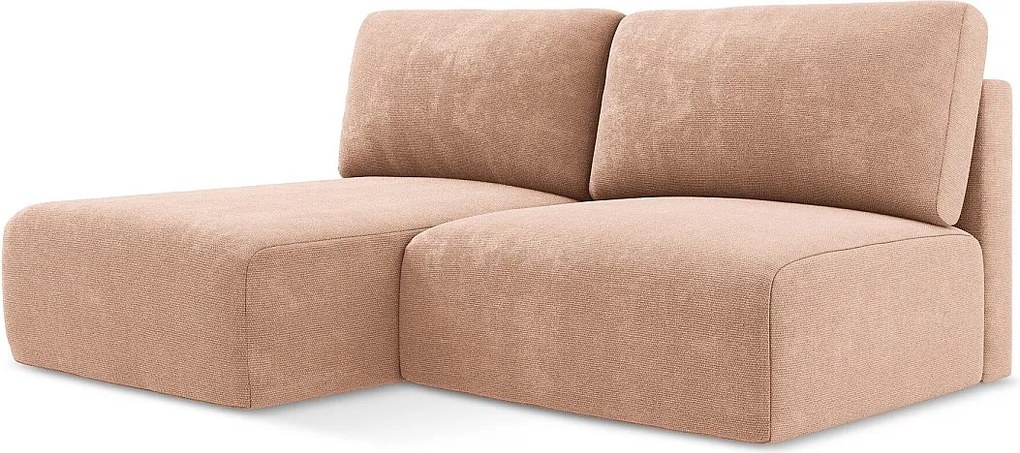 Otwarty Lewy narożnik z funkcją spania - z tkaniny szenilowej - brzoskwiniowy - KONA