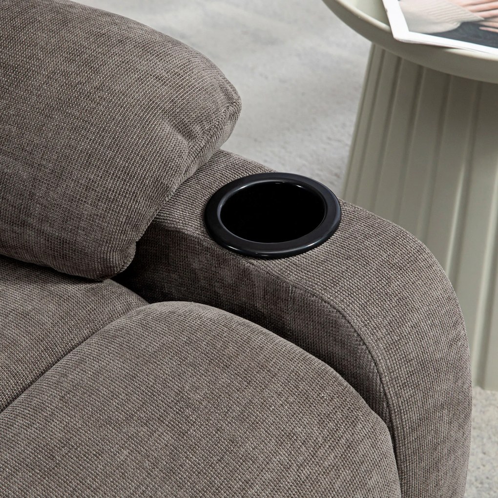 HOMCOM Fotel Relaksacyjny z Podnóżkiem, Leżak, Obrotowy, do 150 kg, Konstrukcja Stalowa, 88x96x108cm, Jasnobrązowy