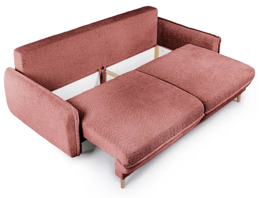 Czerwona rozkładana sofa z materiału bouclé 215 cm Patti – Bonami Selection