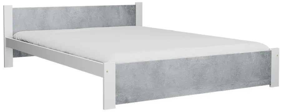 Łóżko IKAROS 140 x 200 cm, beton/biały Stelaż: Ze stelażem listwowym rolowanym elastycznym, Materac: Materac Sommera