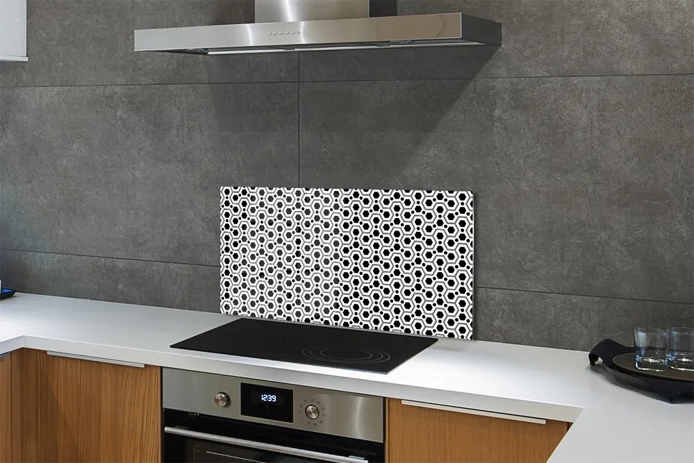 Panel szklany do Kuchni Geometryczne Sześciokąty