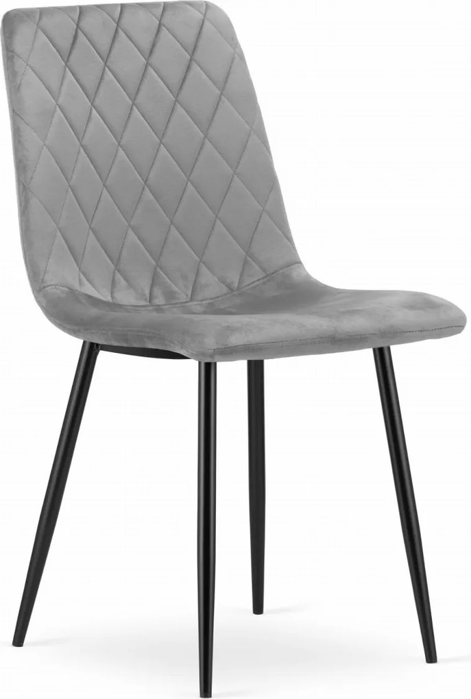 Szare krzesło do kuchni TURIN aksamitne z czarnymi nogami