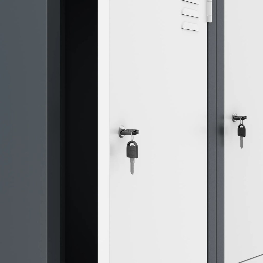 Szafa ubraniowa typu L JULIA, 800 x 1850 x 450 mm, antracytowo-biała