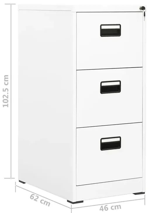 Biały stalowy kontenerek do biura na klucz L5-G98