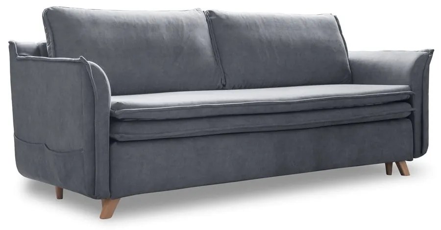 Szara aksamitna rozkładana sofa 225 cm Charming Charlie – Miuform