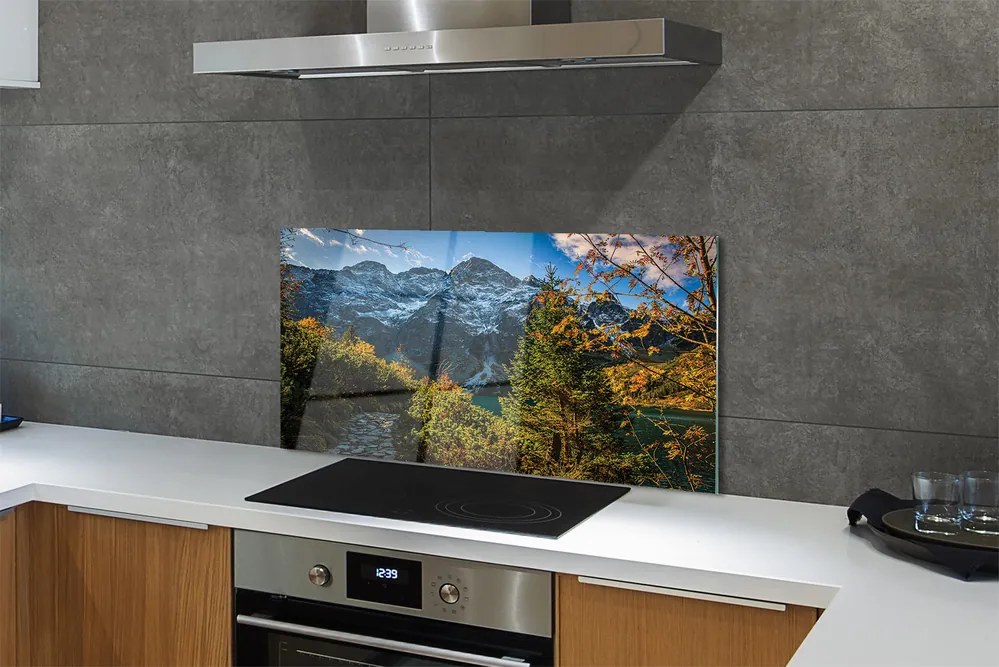 Panel szklany do Kuchni Alpejski Krajobraz z Jeziorem