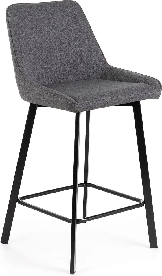 Zestaw 2 ciemnoszarych wysokich krzeseł "Fox" z tapicerką materiałową i podnóżkiem, 44x50 cm, 94 wys.