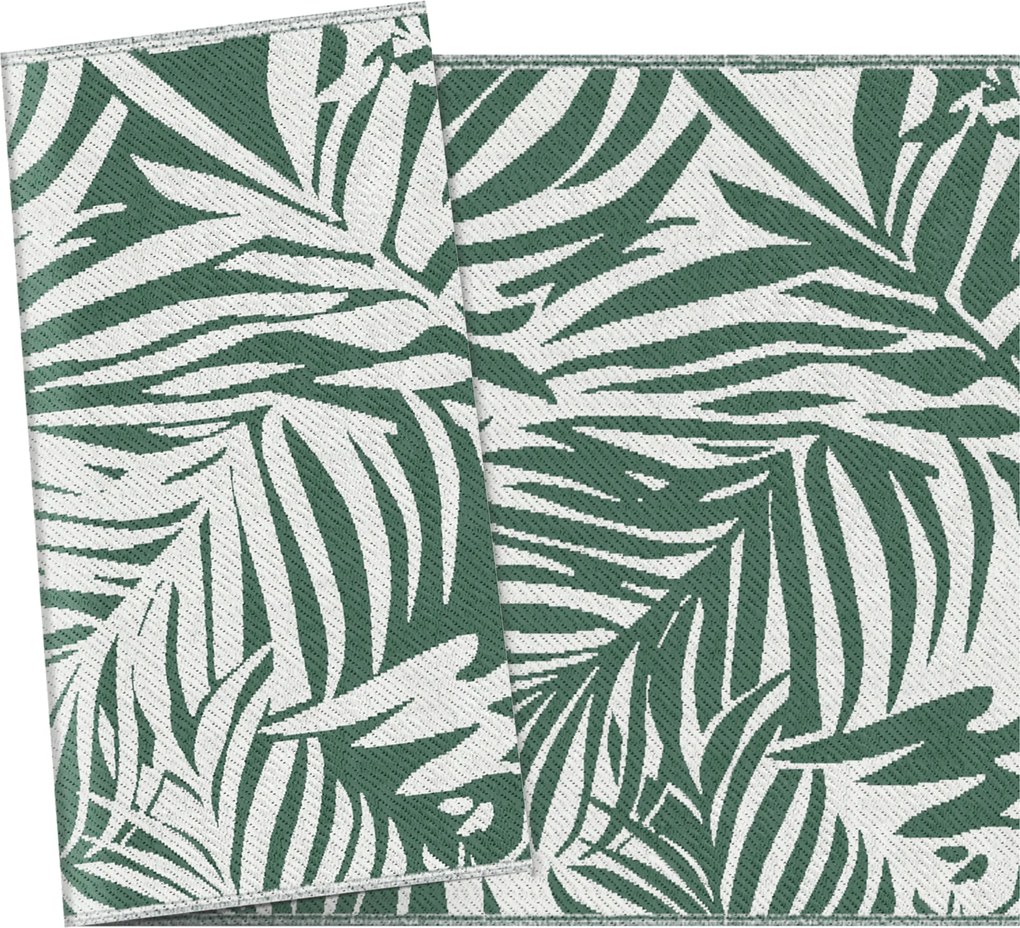 Outsunny Dywanik zewnętrzny dwustronny, odporny na warunki pogodowe, z motywem liści, 152 x 243 cm Ciemnozielony | Aosom PL