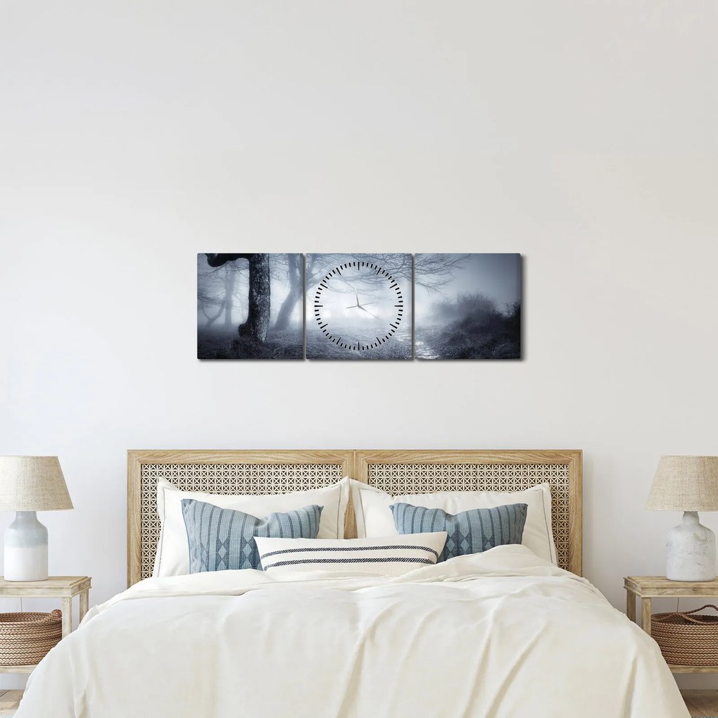 Obraz- Droga we mgle (z zegarem) (90x30 cm)
