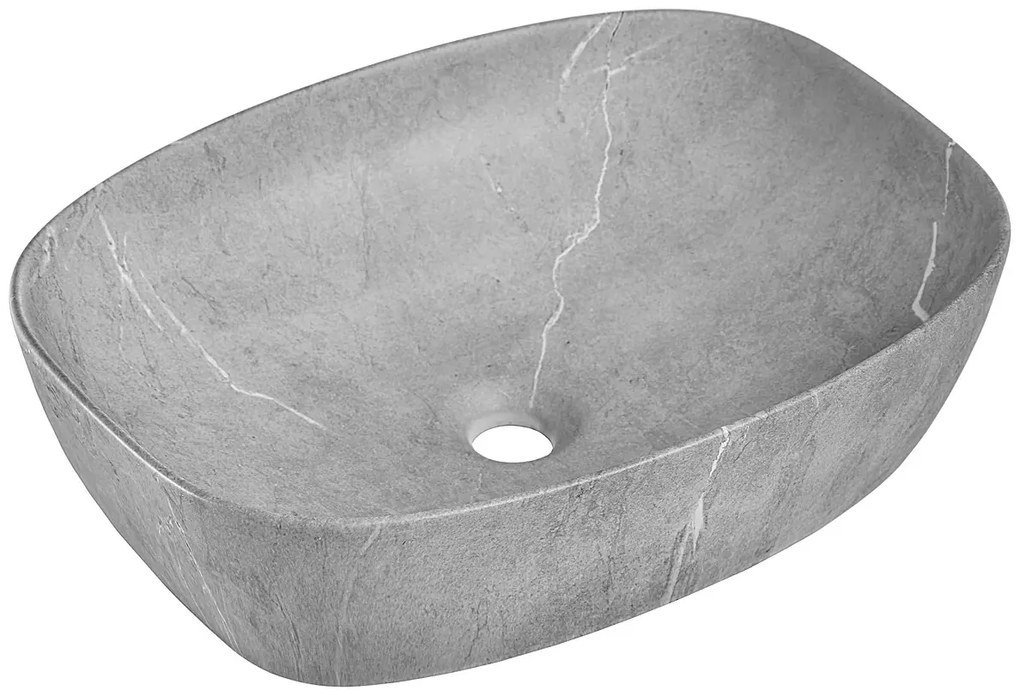 Prostokątna umywalka nablatowa w kolorze betonu K5-N59