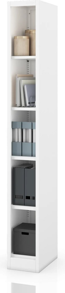 Regał metalowy wąski, archiwizacyjny na dokumenty biały, 250x1950x400 mm: TIM
