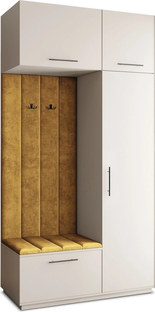 Masseno Garderoba REMA 120/240/60 cm Nowoczesna Szafa do Przedpokoju Kaszmir, MONOLITH 48 (Żółty)