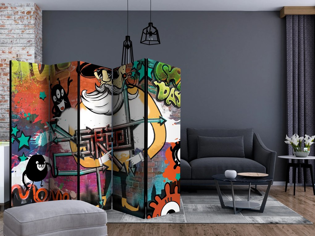 Parawan dwustronny Street art 225x172 cm 5-częściowy wielokolorowy ARTGEIST B
