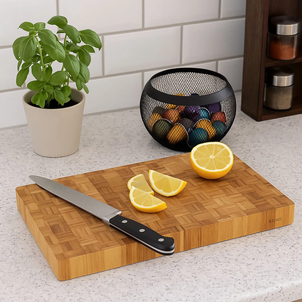 Deska do krojenia z drewna bambusowego,gruba taca kuchenna firmy KESPER