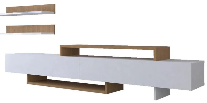 Biały zestaw pod TV 180x40 cm Nirvanas – Furny Home