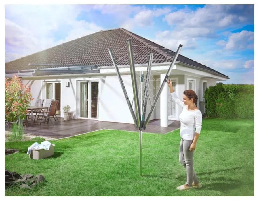 Ogrodowa suszarka na pranie w kolorze srebra 50 m Linomatic 500 Plus – LEIFHEIT